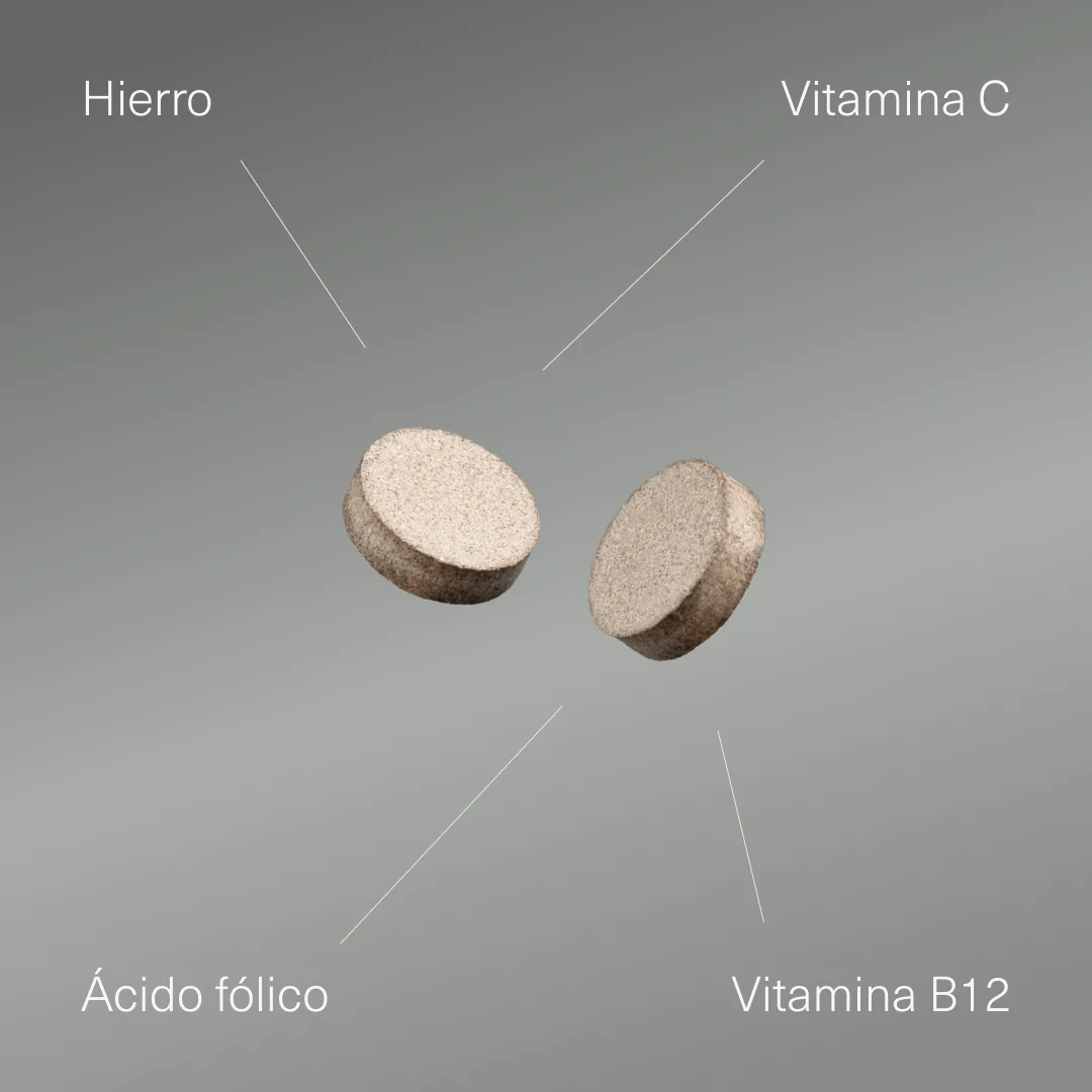 Hierro con Vitamina C, ácido fólico y B12